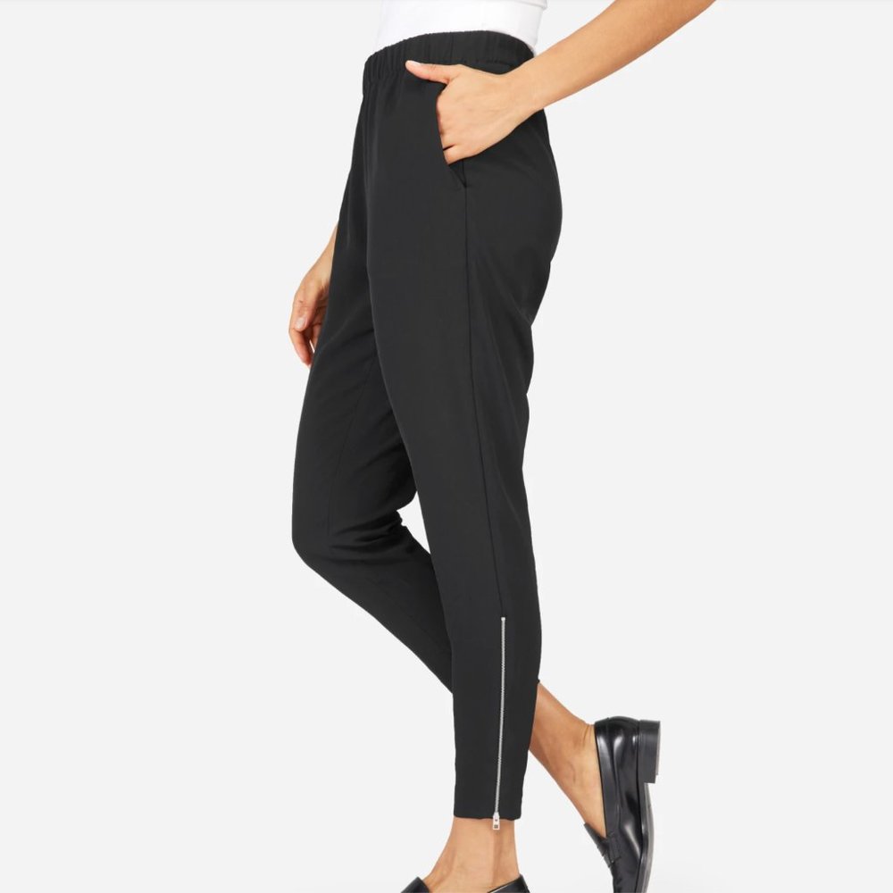 EVERLANE Japanese GoWeave Zip Track Pants Black